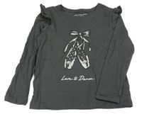 Šedé triko s piškoty a volánky Primark