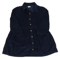 Tmavomodré manšestrové propínací šaty F&F