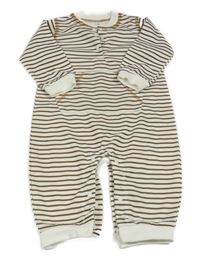 Bílo-hnědý pruhovaný overal