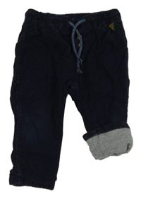 Tmavomodré manšestrové podšité kalhoty H&M