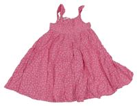 Růžové kytičkované plátěné šaty Topolino 