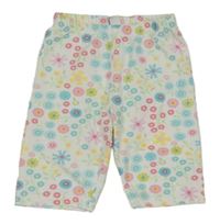 Bílé legínové kraťasy s kytičkami Topolino