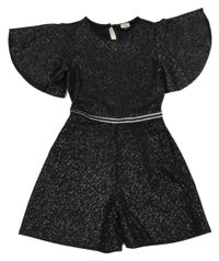 Černo-stříbrný kraťasový společenský overal River Island