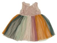 Světlerůžovo-barevné tylové šaty s flitry H&M