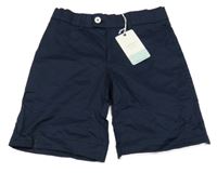 Tmavomodré plátěné chino kraťasy Carrement Beau