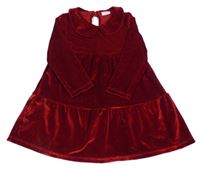 Červené sametové šaty s límečkem F&F