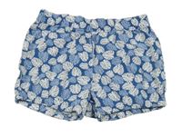 Modro-bílé plátěné kraťasy s lístky H&M