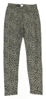 Béžovo-černo-modré vzorované legíny Shein