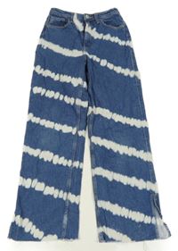 Modro-bílé batikované wide leg rifle H&M