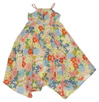 Pudrové lehké květované asymetrické šaty H&M