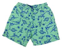 Zelené plážové kraťasy s dinosaury 