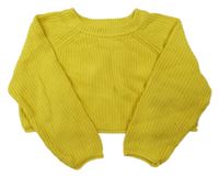 Žlutý žebrovaný crop svetr Zara