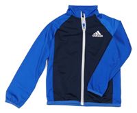 Safírovo-tmavomodrá sportovní propínací mikina s logem Adidas