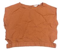 Medová pruhovaná krepová crop halenka H&M
