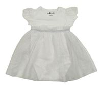 Bílé šaty s tylovou třpytivou sukní a body so cute