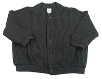 Tmavošedá žebrovaná/vzorovaná baseballová oversize mikina H&M