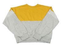 Hořčicovo-bílo-světlešedá melírovaná crop mikina H&M
