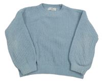 Světlemodrý žebrovaný oversize svetr H&M
