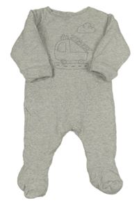 Světlešedá melírovaná zateplená kombinéza s hasiči Mothercare