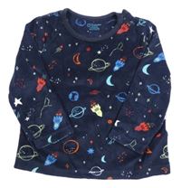 Tmavomodrá plyšová pyžamová mikina s raketami a planetami PRIMARK
