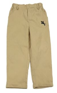 Béžové šusťákové kalhoty s koníkem SHEIN