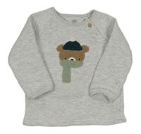 Světlešedá melírovaná vzorovaná mikina s medvídkem F&F