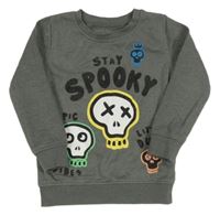 Šedá melírovaná mikina s lebkami George