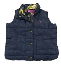 Tmavomodrá prošívaná šusťáková zateplená vesta joules