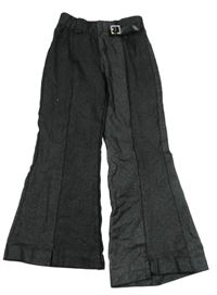 Černo-stříbrné flare kalhoty s přezkou PIAZZAITALIA