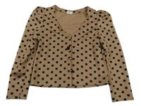 Hnědo-černá puntíkatá crop bunda
