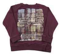 Tmavovínová mikina s potiskem Next