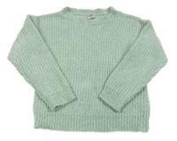 Mentolový melírovaný žebrovaný žinylkový svetr Kiki&Koko