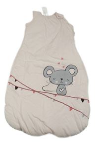 Světlerůžový zateplený spací patel s myškou POCOPIANO