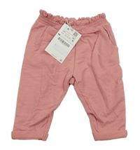 Nové - růžové melírované paper bag tepláky s mašlí ZARA