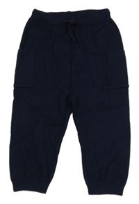 Tmavomodré cargo úpletové tepláky KIABI