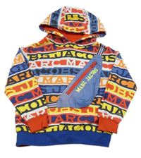 Barevná pruhovaná mikina s nápisy a ledvinkou/kapsou a kapucí MARC JACOBS