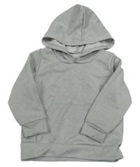 Světlešedá mikina s kapsou a kapucí 