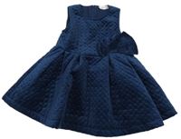 Tmavomodré vzorované plyšové podšité šaty s mašlí name it.