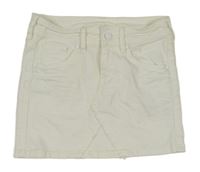 Bílá riflová sukně s výšivkou a pecičkami H&M