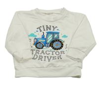 Bílá mikina s traktorem a nápisy 