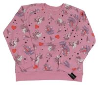 Nové - tmavorůžová mikina s jednorožci a srdíčky St. Bernard