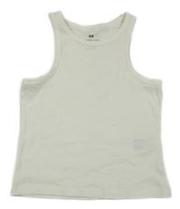 Smetanový žebrovaný crop top H&M