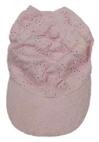 Světlerůžová plátěná kšiltovka s květy a madeirou M&S