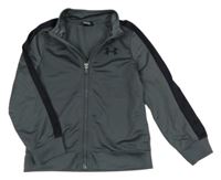 Tmavošedo-černá thermo propínací mikina s logem UNDER ARMOUR