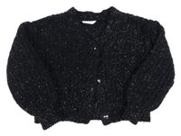 Černo-stříbrný melírovaný žebrovaný propínací crop svetr M&S