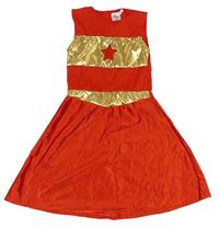 Kostým - Červeno-zlaté šaty 