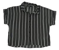 Černo-šedá pruhovaná crop halenka New Look