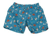 Modrozelené plážové kraťasy s mořskými živočichy - Hledá se Nemo Disney
