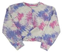 Bílo-fialovo-růžová batikovaná crop mikina Primark