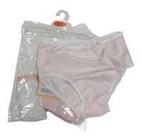 Nové - 3x kalhotky - růžovo-bílé pruhované + bílé + růžové puntíkaté Primark